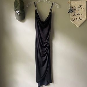 Black silk slip dress